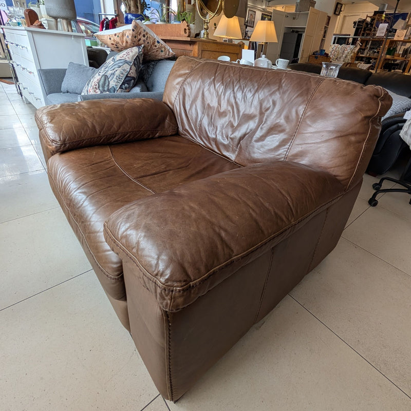Worn-Leather Armchair