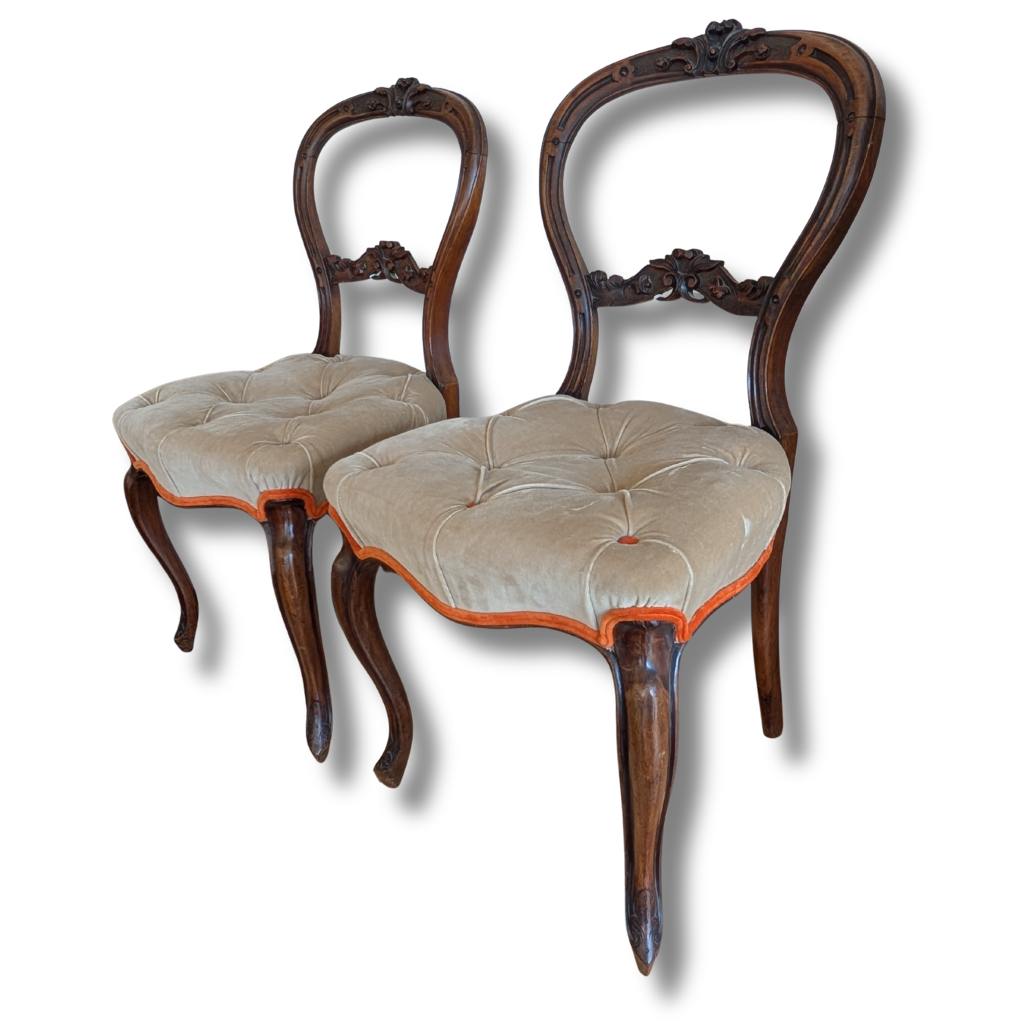 Set Of Four Balloon-Back Chairs With Tufted Upholstery