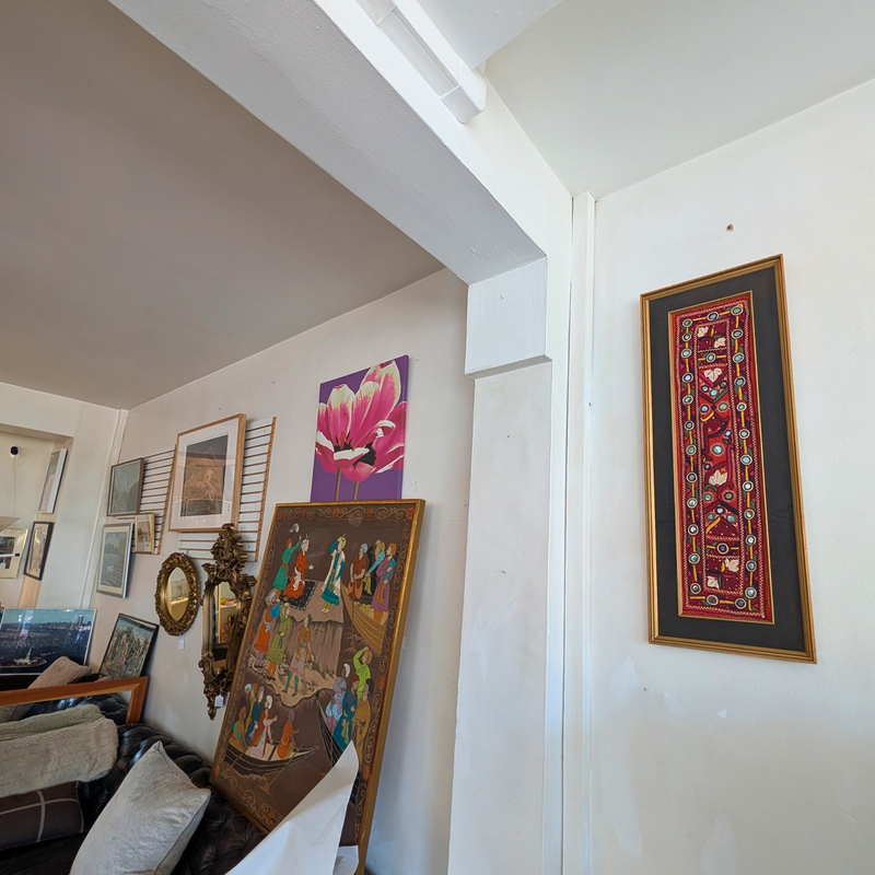 Framed Pakistani Embroidered Textile Wall Hanging
