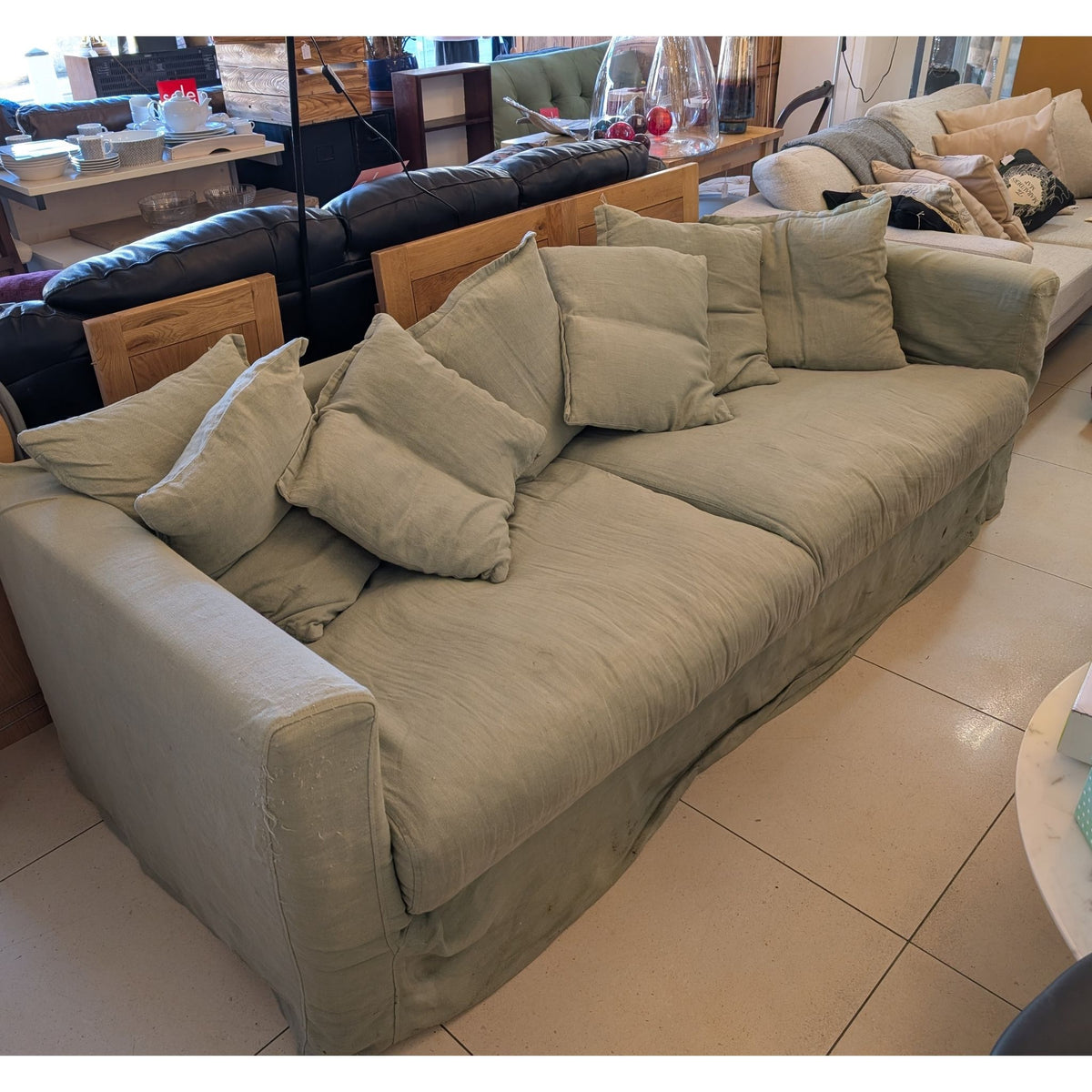 Comfortably Contemporary Le Grand Air 3-seater Sofa In Soft Washed Linen