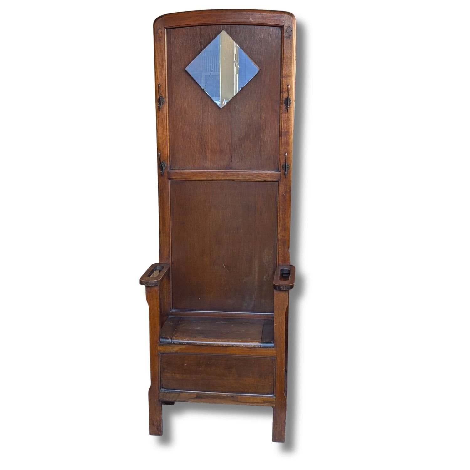 Vintage Hallway Coat Rack With Bench, Storage & Mirror