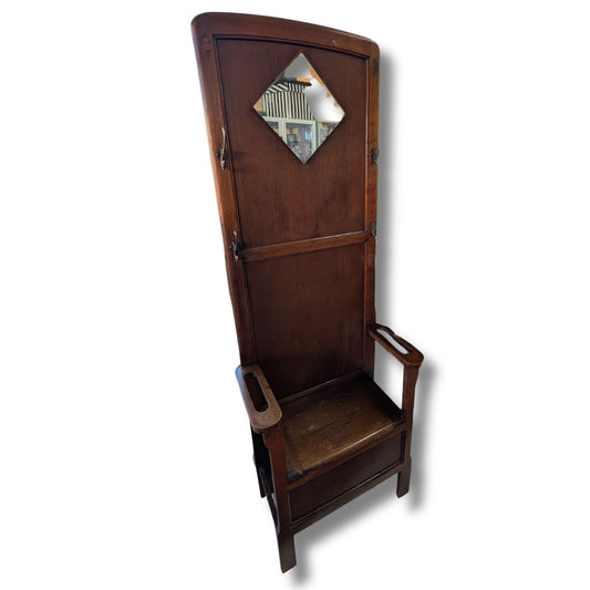 Vintage Hallway Coat Rack With Bench, Storage & Mirror