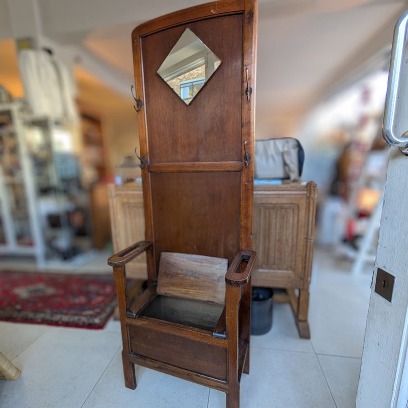 Vintage Hallway Coat Rack With Bench, Storage & Mirror