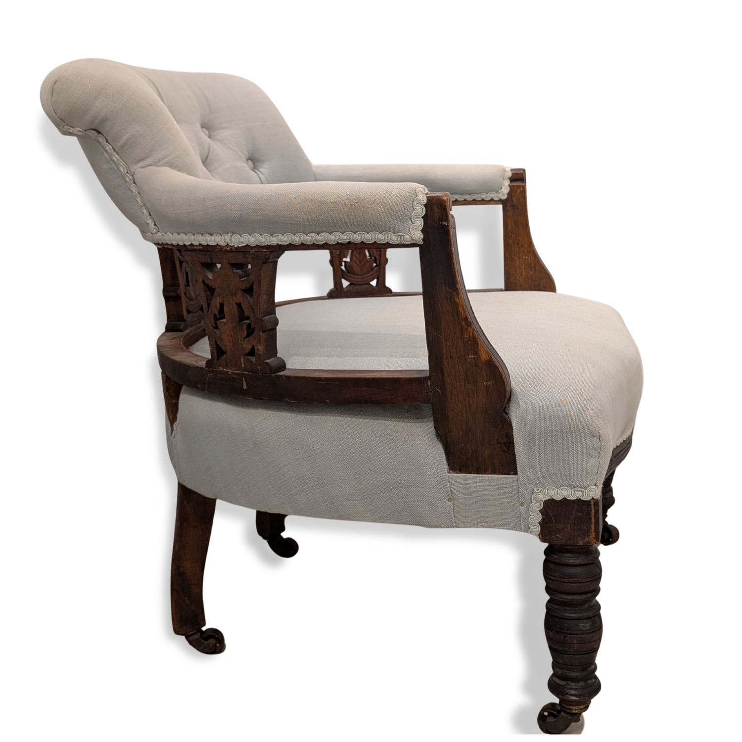 Victorian Bucket Chair on Original Castor Wheels [SOLD]