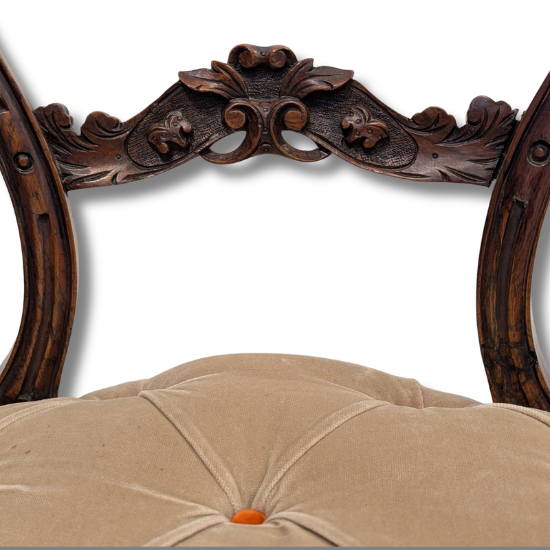 Balloon-Back Chairs With Tufted Upholstery [SOLD]
