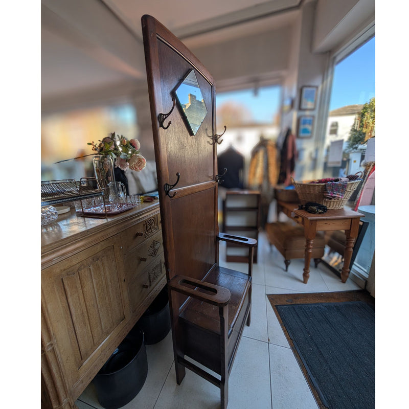 Vintage Hallway Coat Rack With Bench, Storage & Mirror