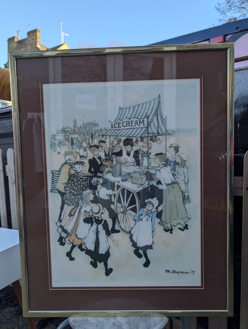 Framed “Ice Cream Cart” Print – M. Chapman (1975)