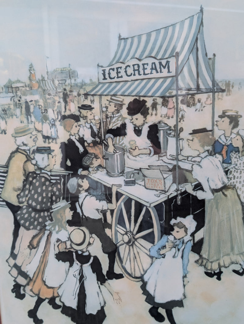 Framed “Ice Cream Cart” Print – M. Chapman (1975)