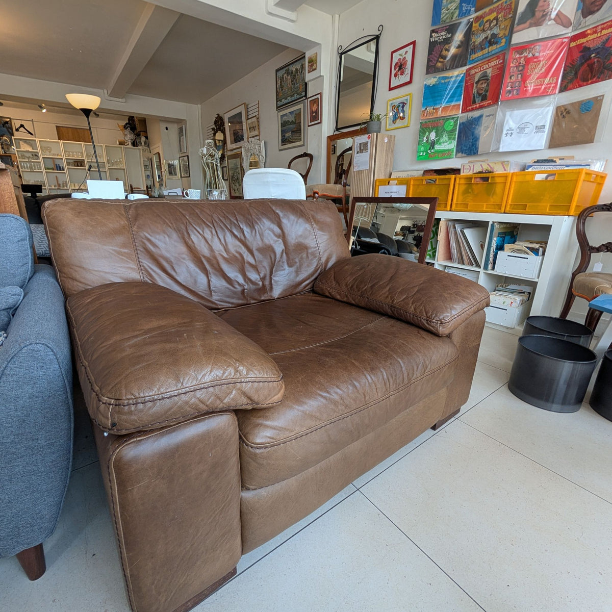 Worn-Leather Armchair