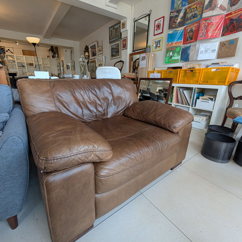 Worn-Leather Armchair
