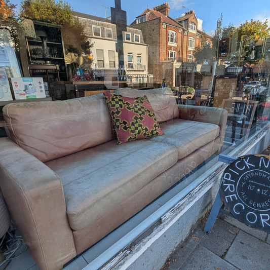 Sofa Workshop Leather Sofa – Pale Salmon/Tan