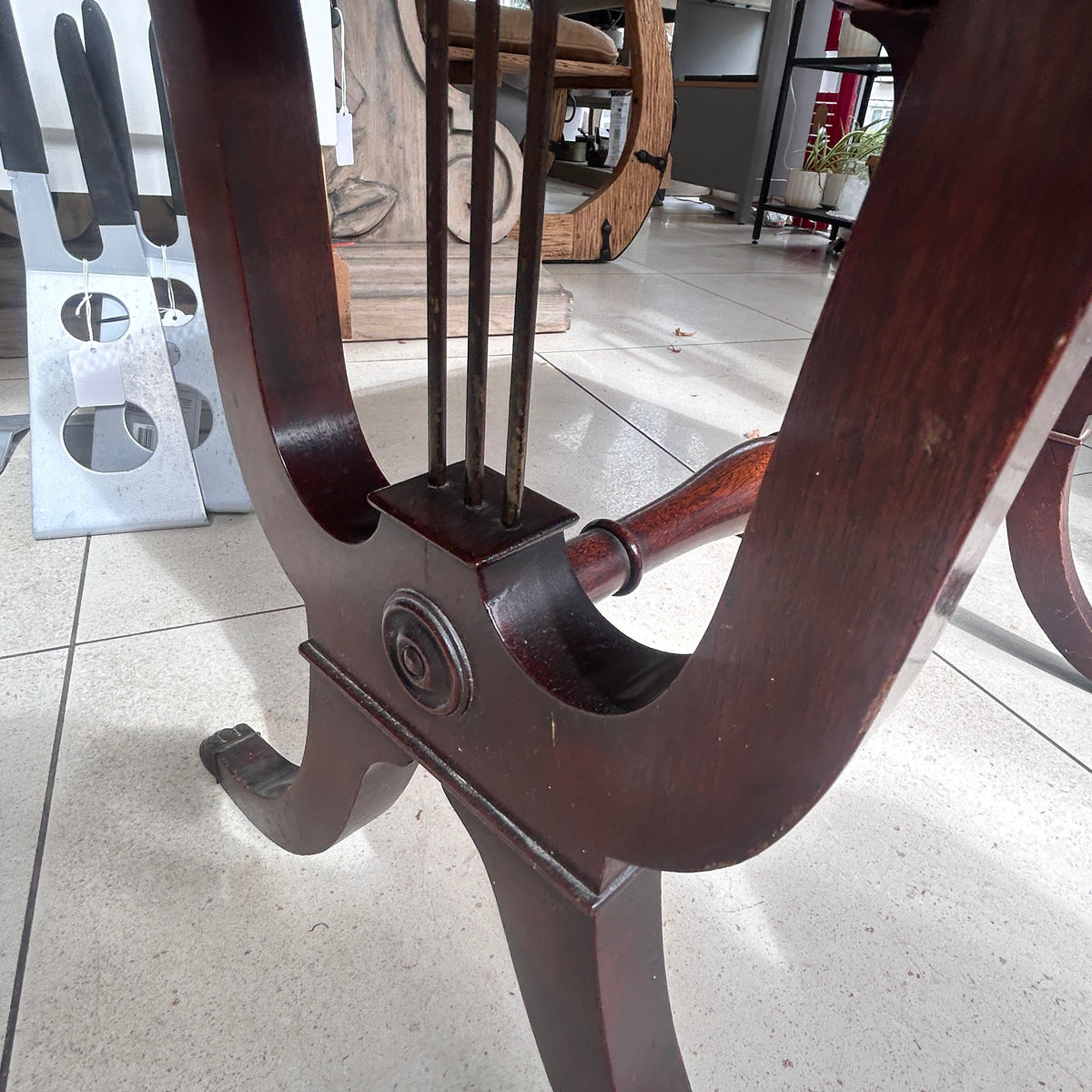 Mahogany-Style Occasional Table with Brass Gallery