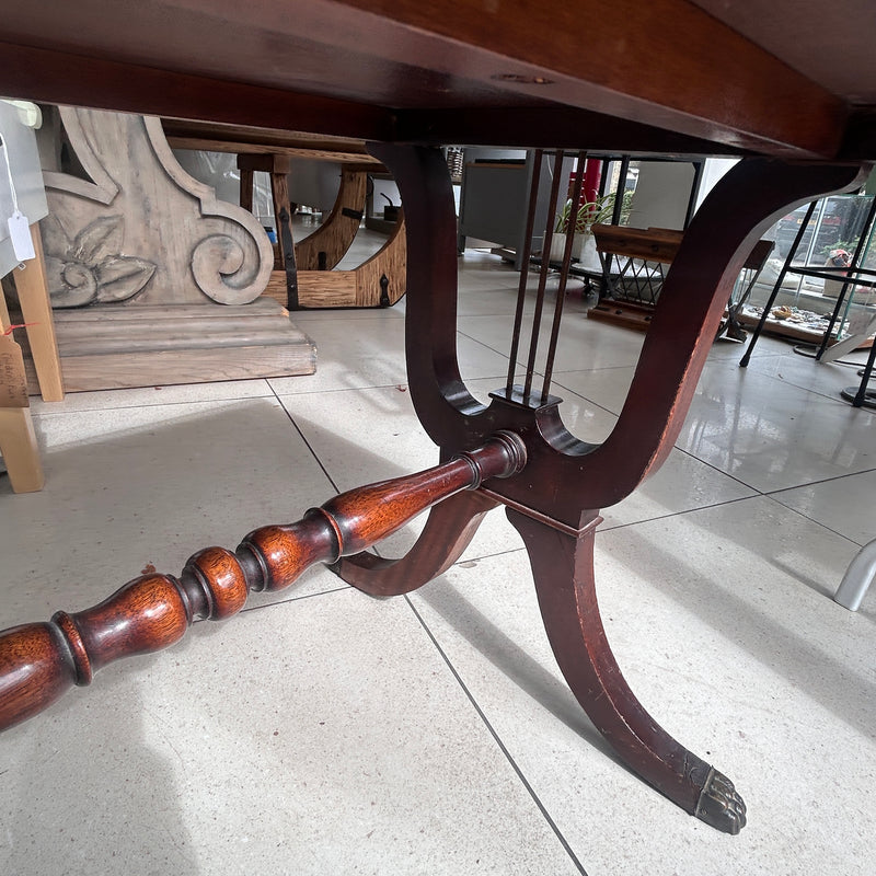 Mahogany-Style Occasional Table with Brass Gallery