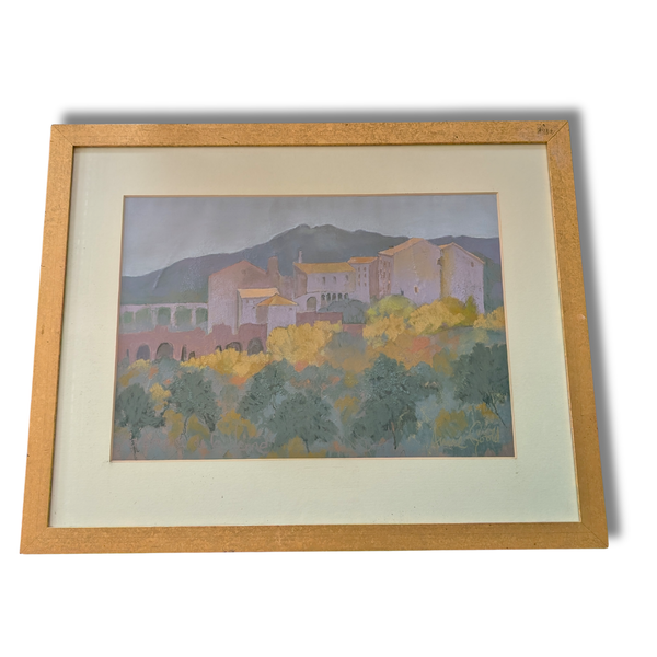 Signed Original ‘Chartreuse de la Verne’ Landscape Painting in Gold Frame by Anne Gould.