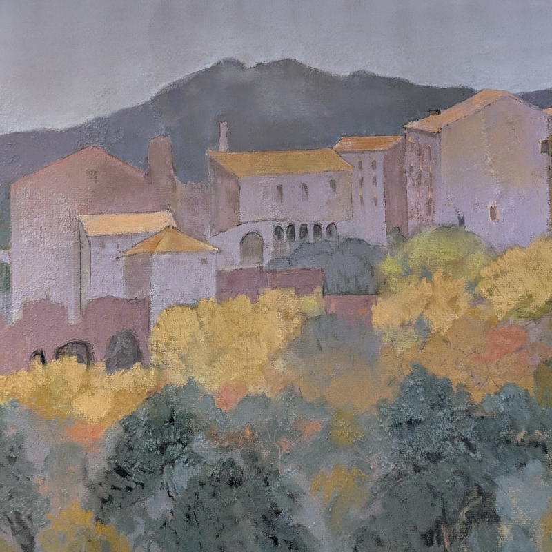 Signed Original ‘Chartreuse de la Verne’ Landscape Painting in Gold Frame by Anne Gould.