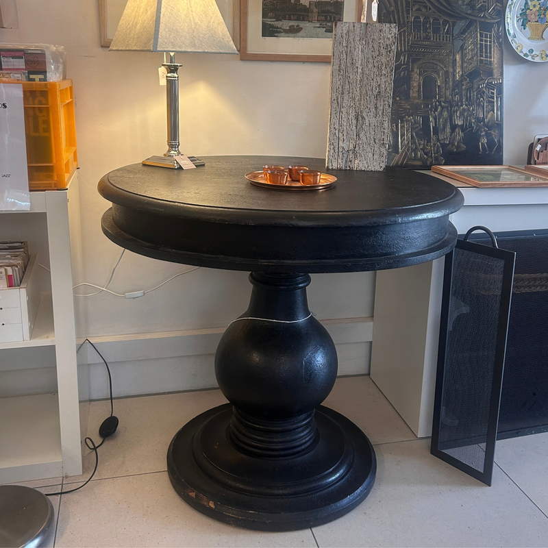 Large Black Round Pedestal Hall / Entrance Table