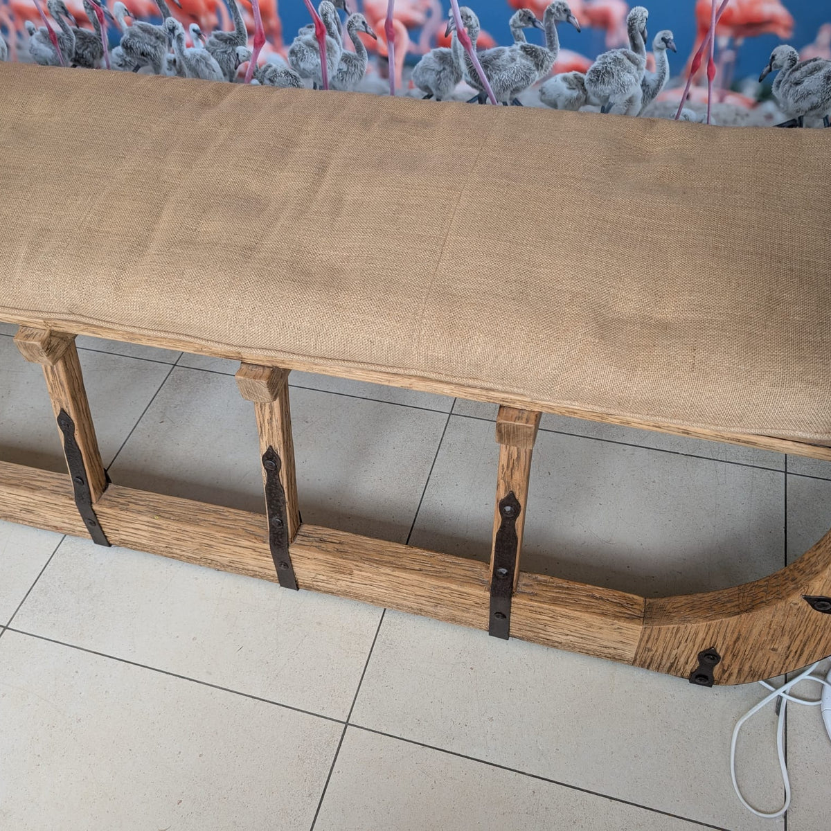 Restoration Hardware Elm Delight Solid Elm Bench with Cushion