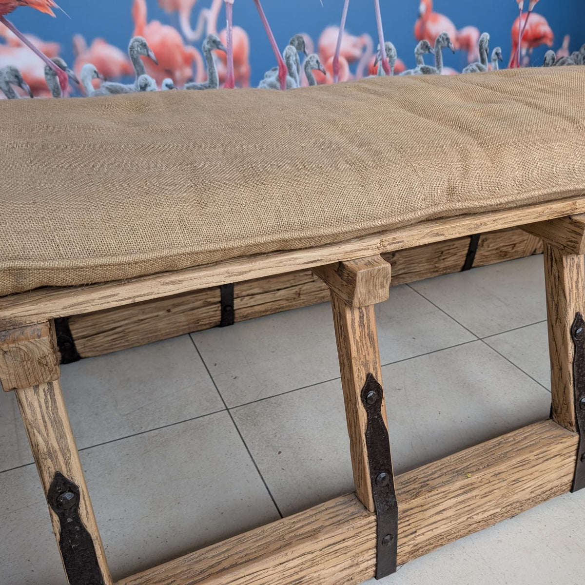Restoration Hardware Elm Delight Solid Elm Bench with Cushion