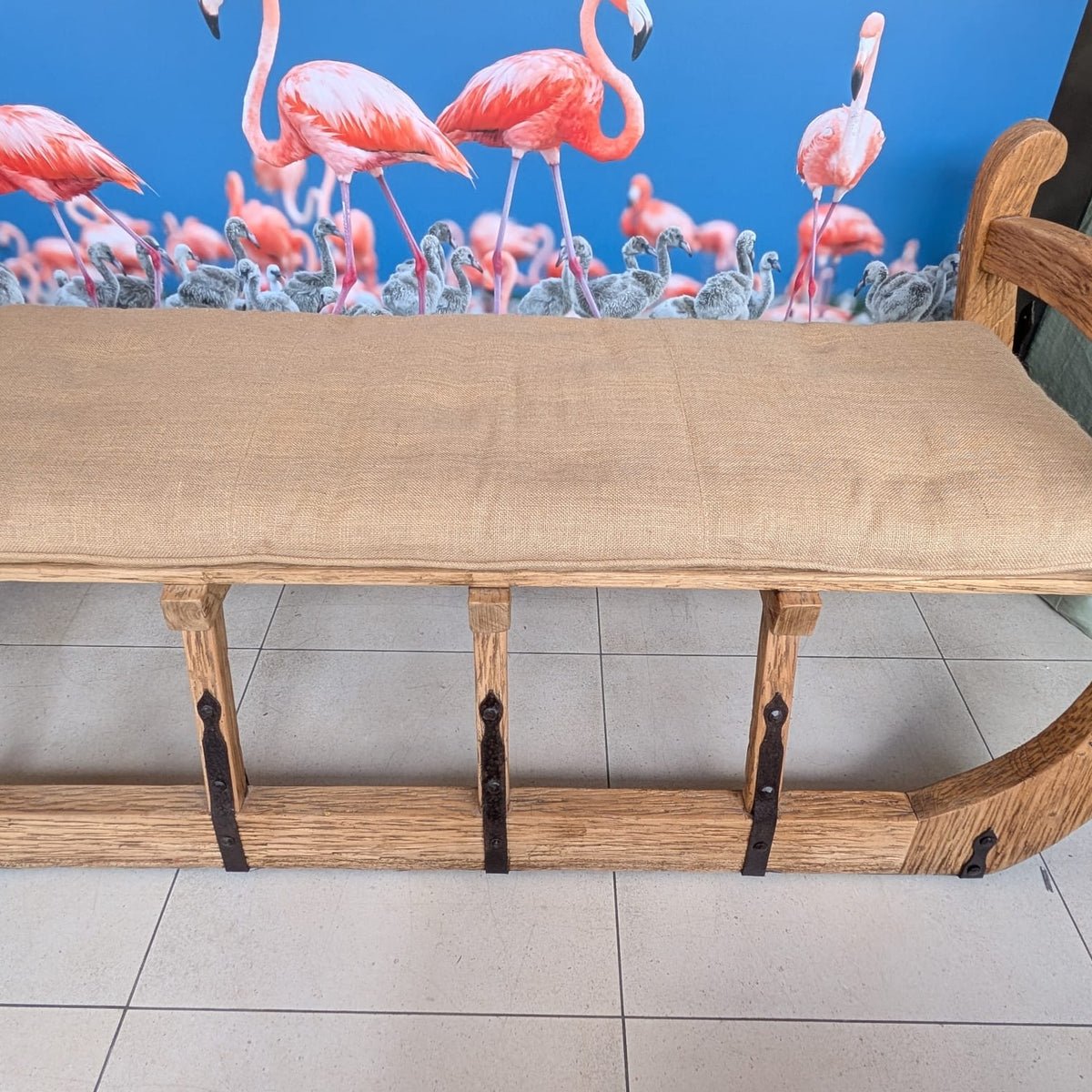 Restoration Hardware Elm Delight Solid Elm Bench with Cushion