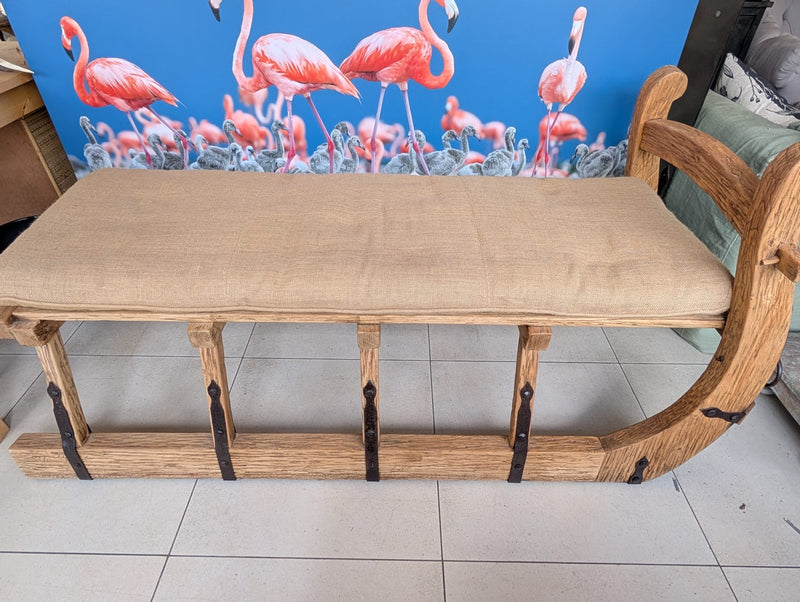 Restoration Hardware Elm Delight Solid Elm Bench with Cushion