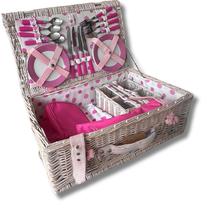Optima Carnival Pink Polka Dot Picnic Basket