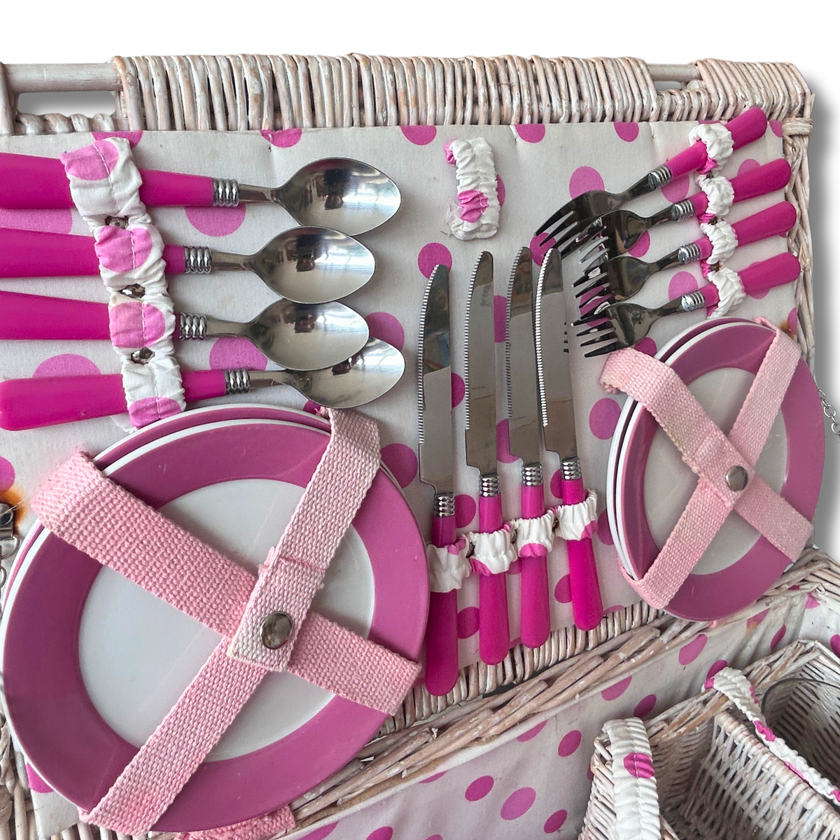 Optima Carnival Pink Polka Dot Picnic Basket