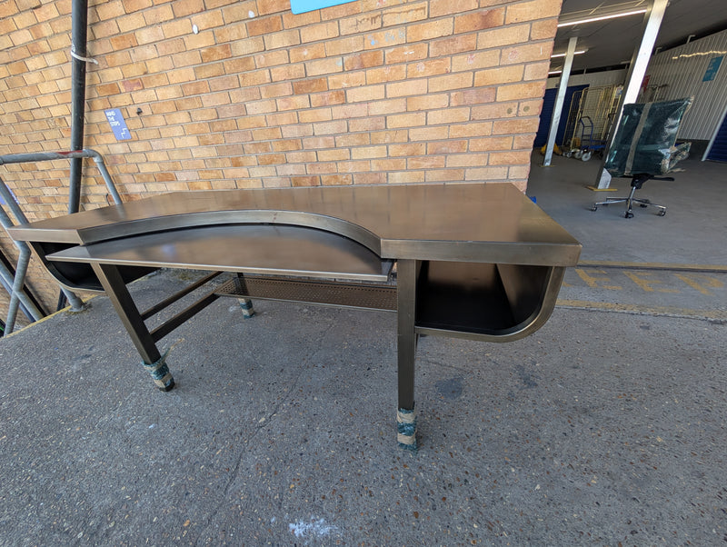 Restoration Hardware French Factory Metal Desk in Gunmetal, Large Industrial Desk