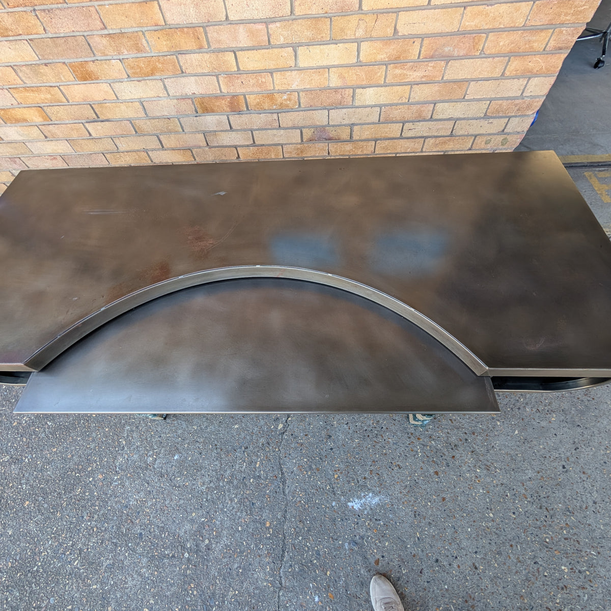 Restoration Hardware French Factory Metal Desk in Gunmetal, Large Industrial Desk