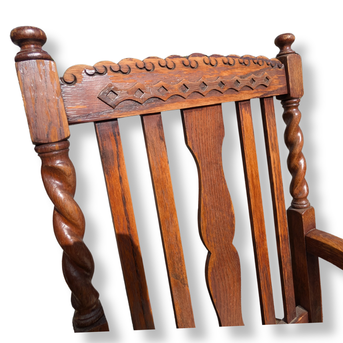 Pair of Antique Oak Barley Twist Armchairs