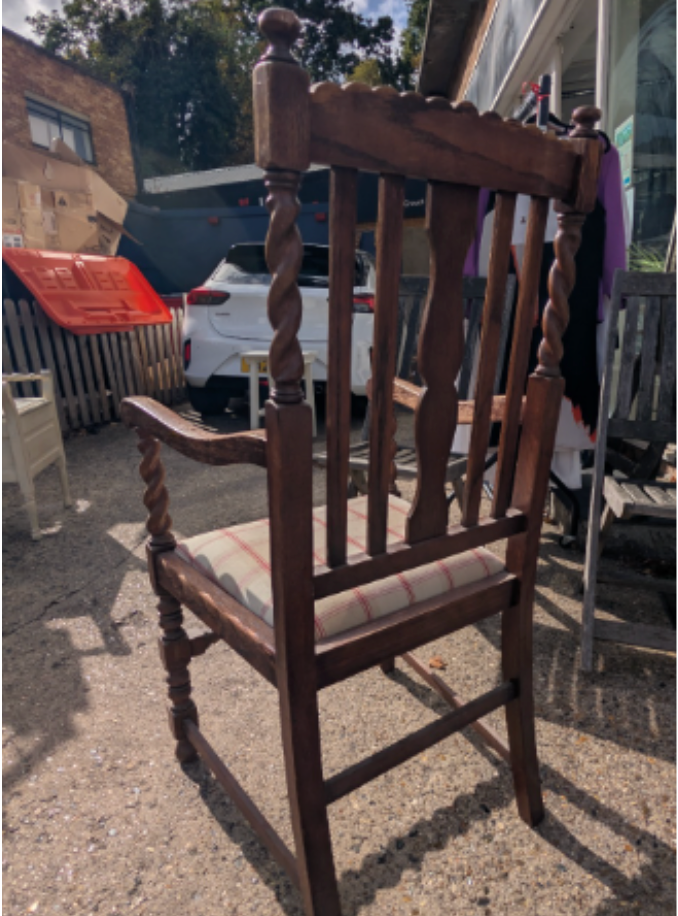 Pair of Antique Oak Barley Twist Armchairs
