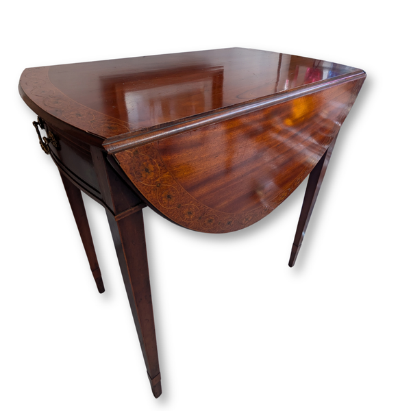 Sheraton Inlay Mahogany Pembroke Oval Table