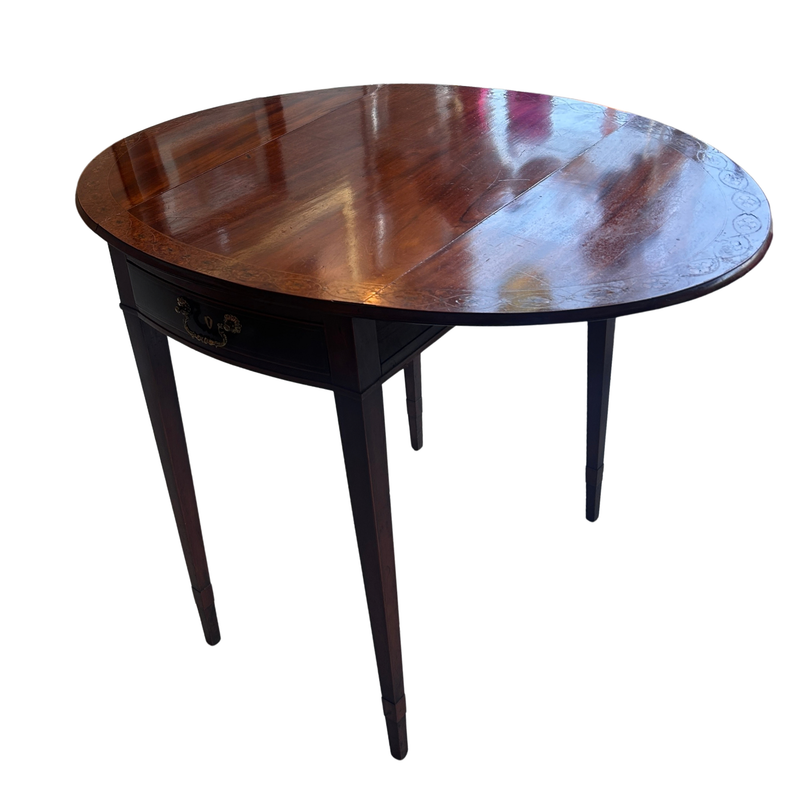 Sheraton Inlay Mahogany Pembroke Oval Table