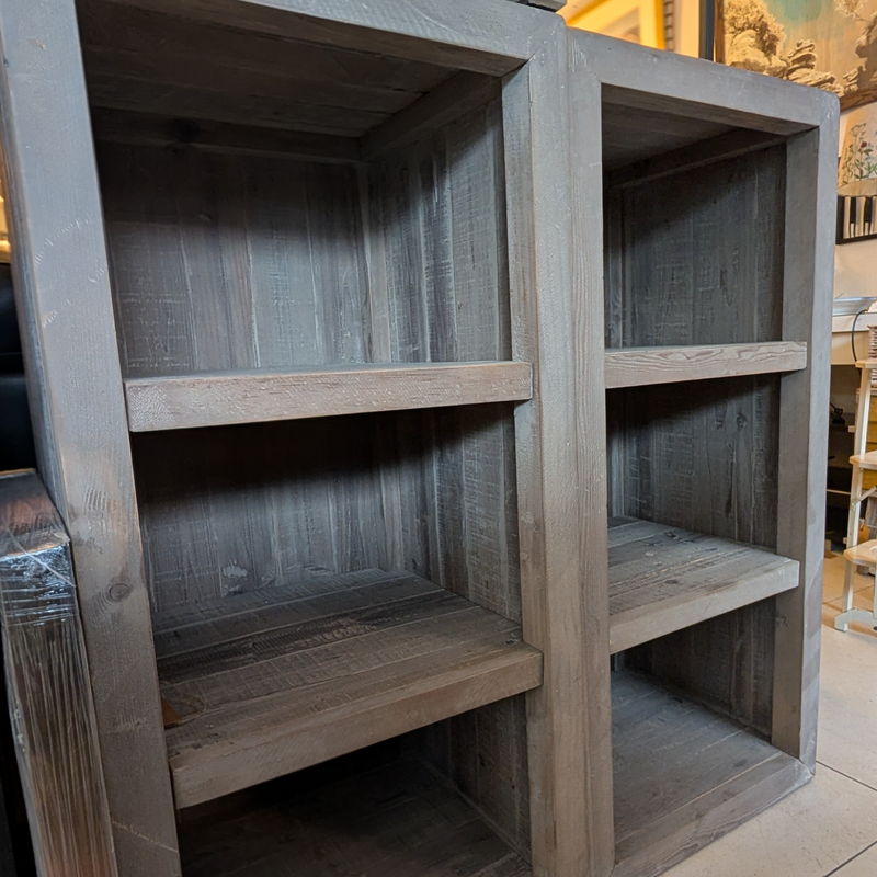 Restoration Hardware Weller Distressed Timber Bookcase – Washed Grey