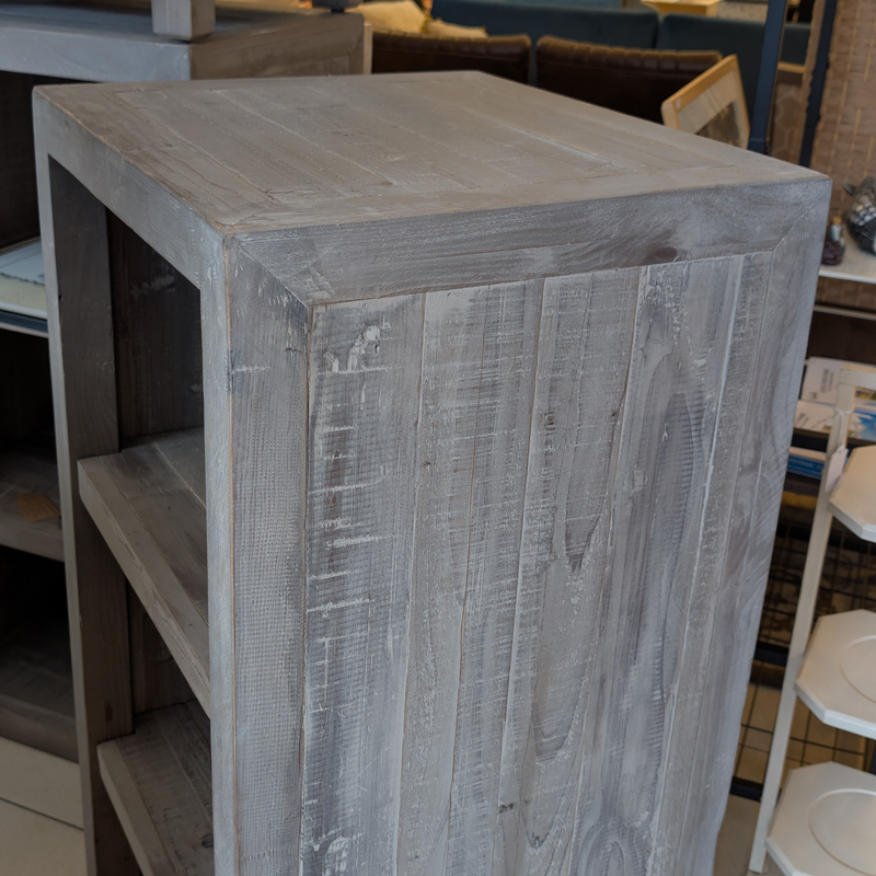 Restoration Hardware Weller Distressed Timber Bookcase – Washed Grey