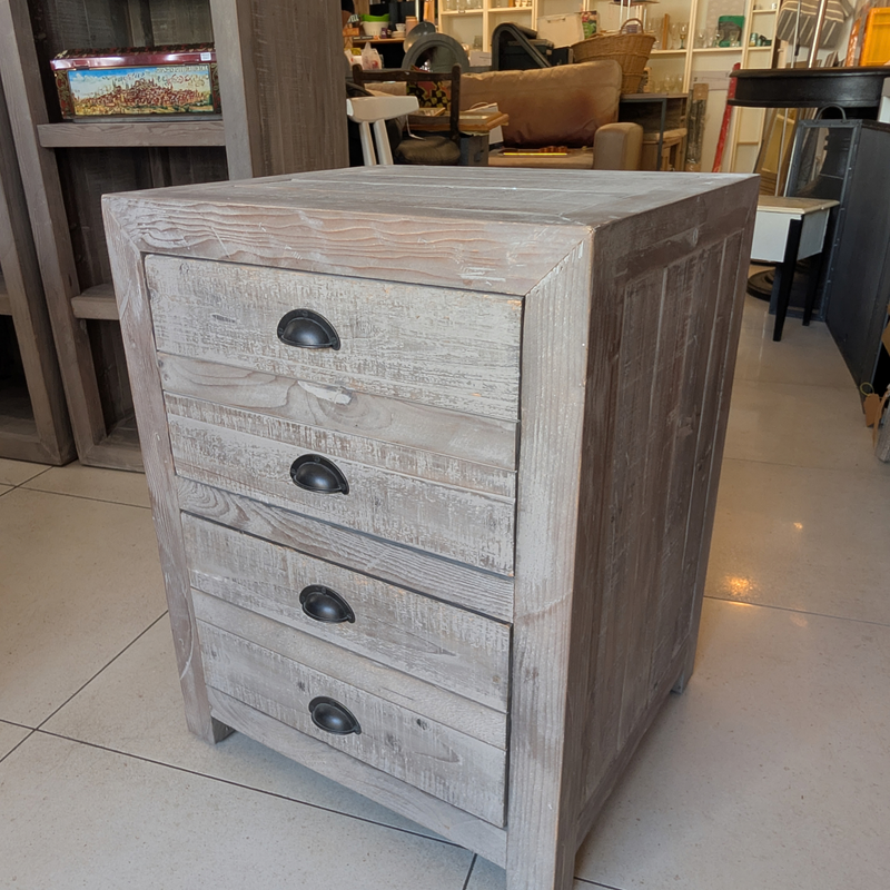 Weller Distressed Timber 4-Drawer Bedside Table