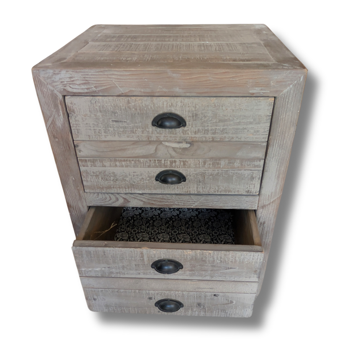 Weller Distressed Timber 4-Drawer Bedside Table