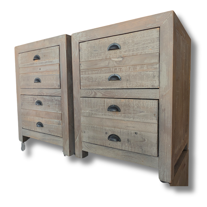 Weller Distressed Timber 4-Drawer Bedside Table
