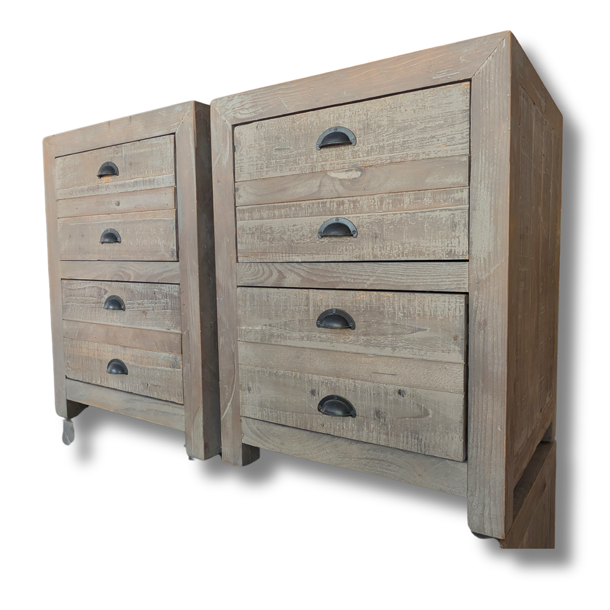 Weller Distressed Timber 4-Drawer Bedside Table