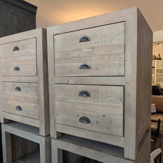 Weller Distressed Timber 4-Drawer Bedside Table