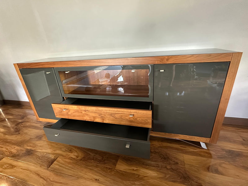 Hülsta Xelo Walnut & Grey Glass Sideboard