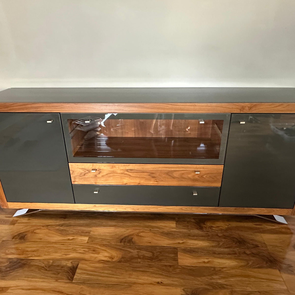 Hülsta Xelo Walnut & Grey Glass Sideboard