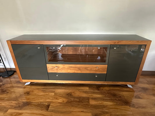 Hülsta Xelo Walnut & Grey Glass Sideboard