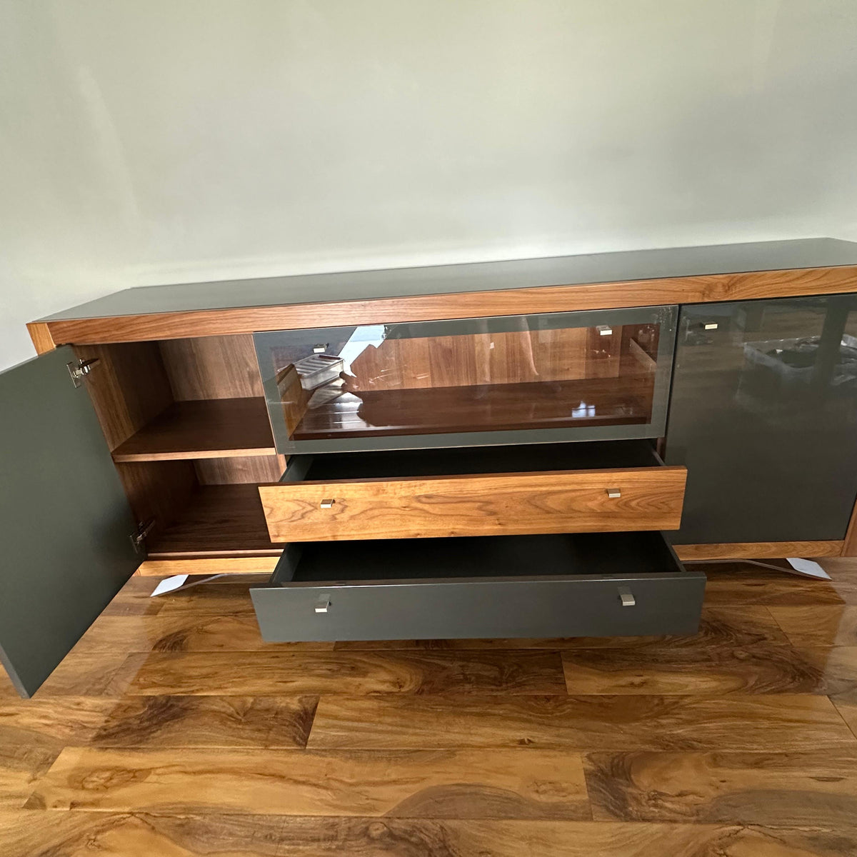 Hülsta Xelo Walnut & Grey Glass Sideboard