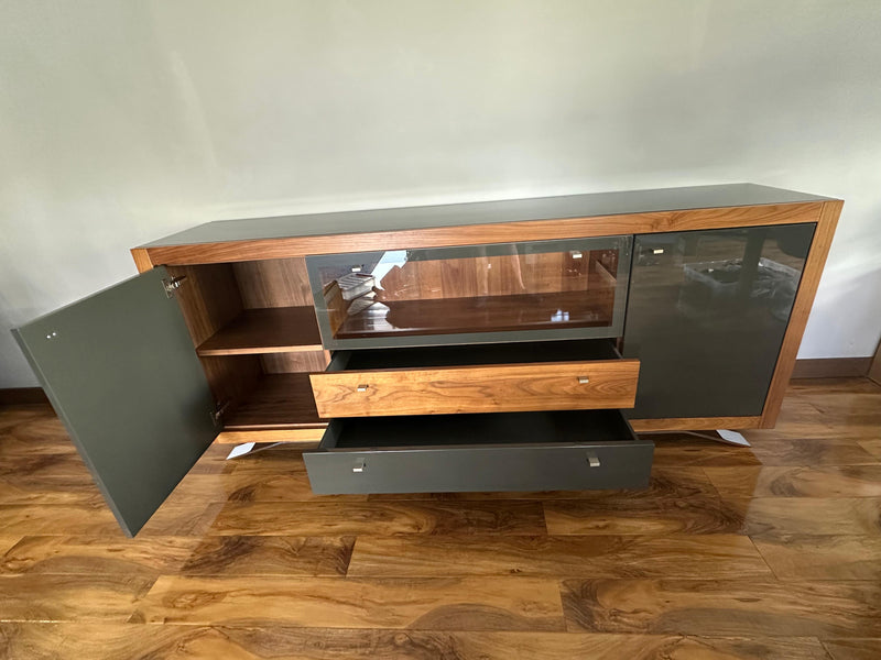 Hülsta Xelo Walnut & Grey Glass Sideboard