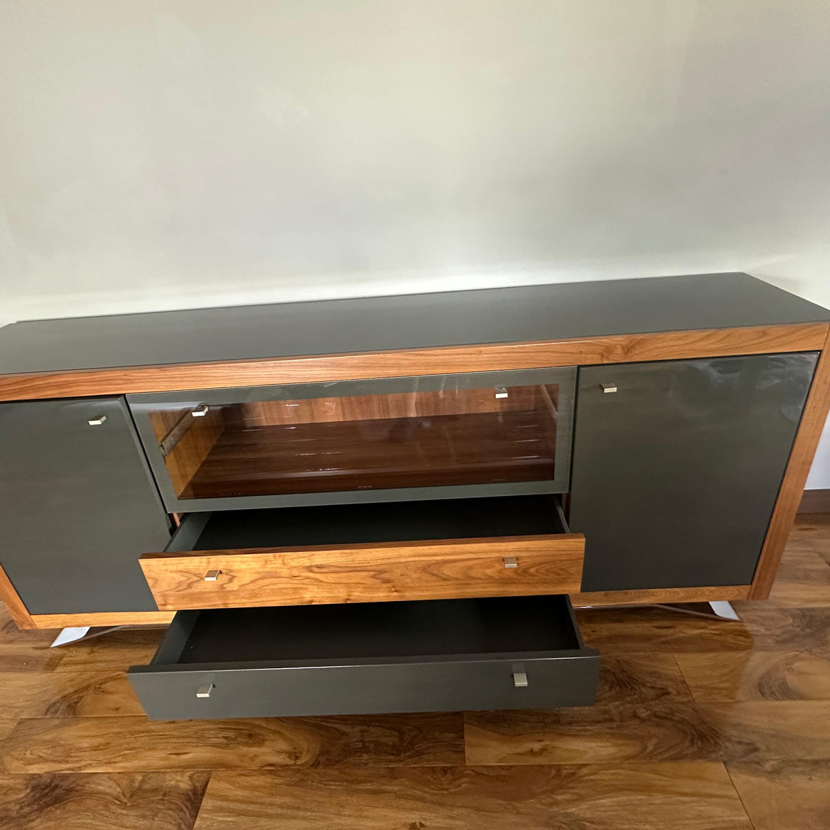 Hülsta Xelo Walnut & Grey Glass Sideboard
