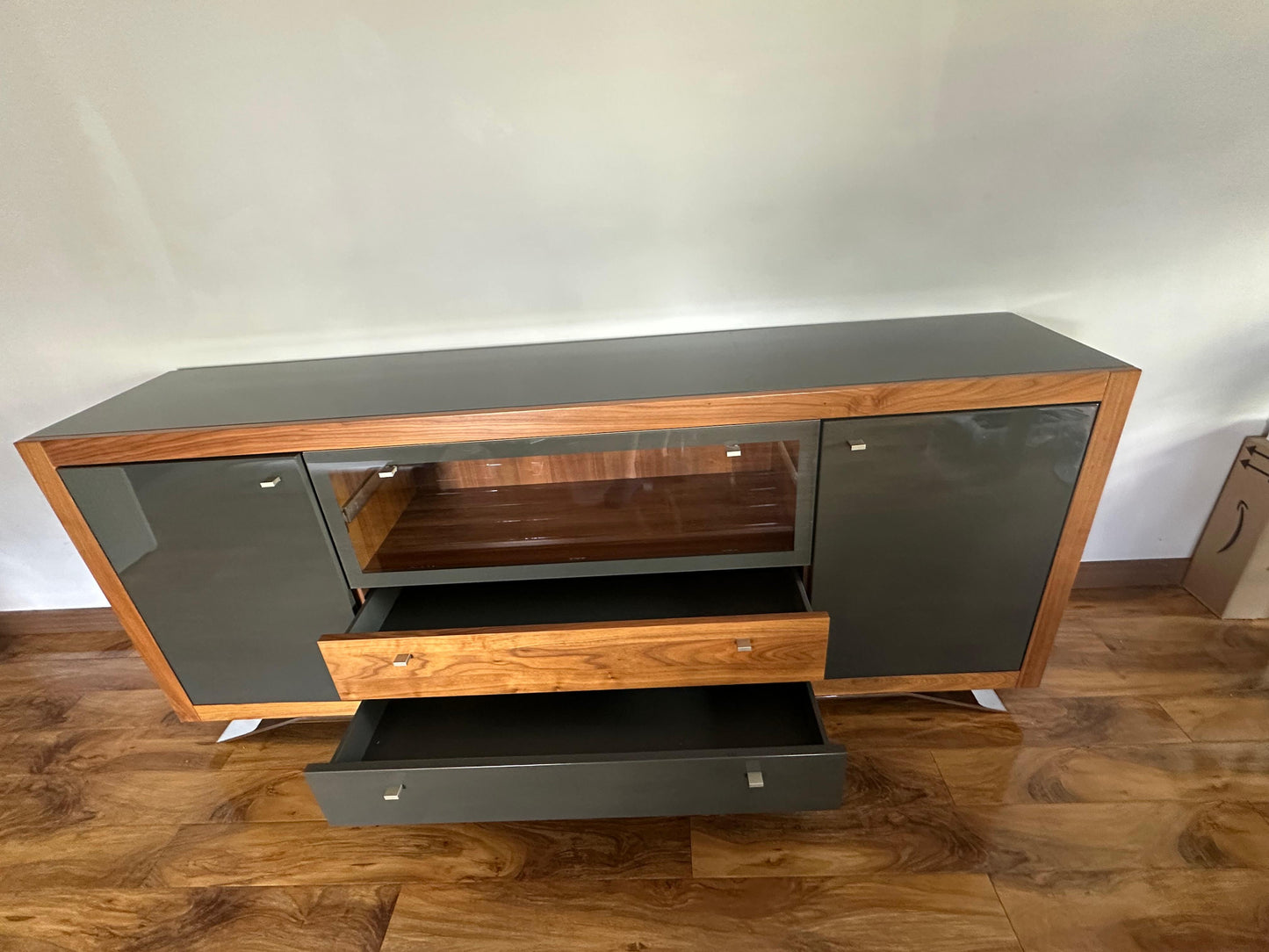 Hülsta Xelo Walnut & Grey Glass Sideboard