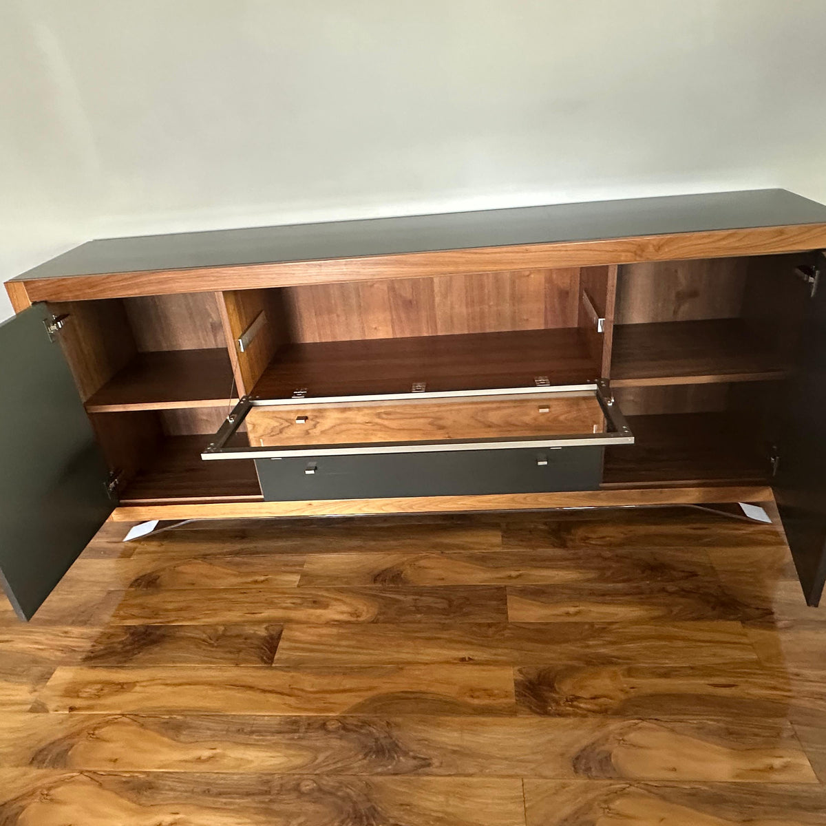 Hülsta Xelo Walnut & Grey Glass Sideboard