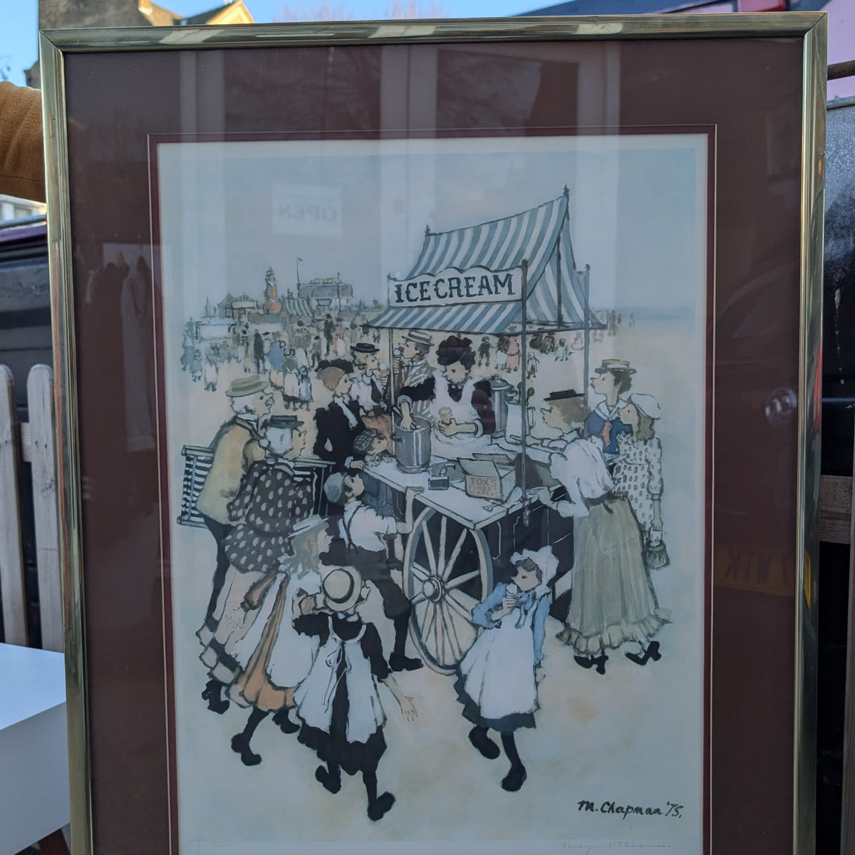 Framed “Ice Cream Cart” Print – M. Chapman (1975)