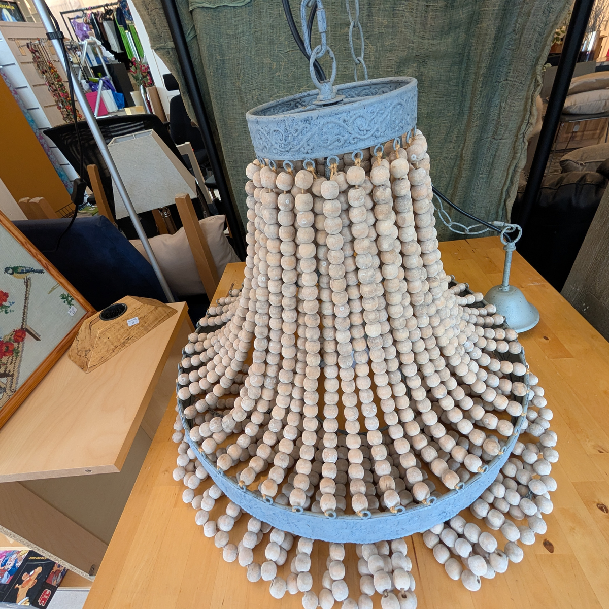 Graham & Green Round Wooden Beaded Chandelier
