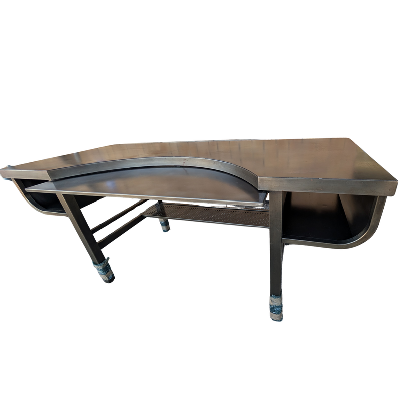 Restoration Hardware French Factory Metal Desk in Gunmetal, Large Industrial Desk